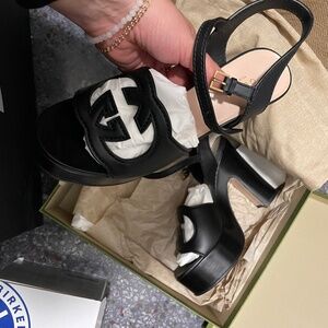 Black Gucci high heel platform